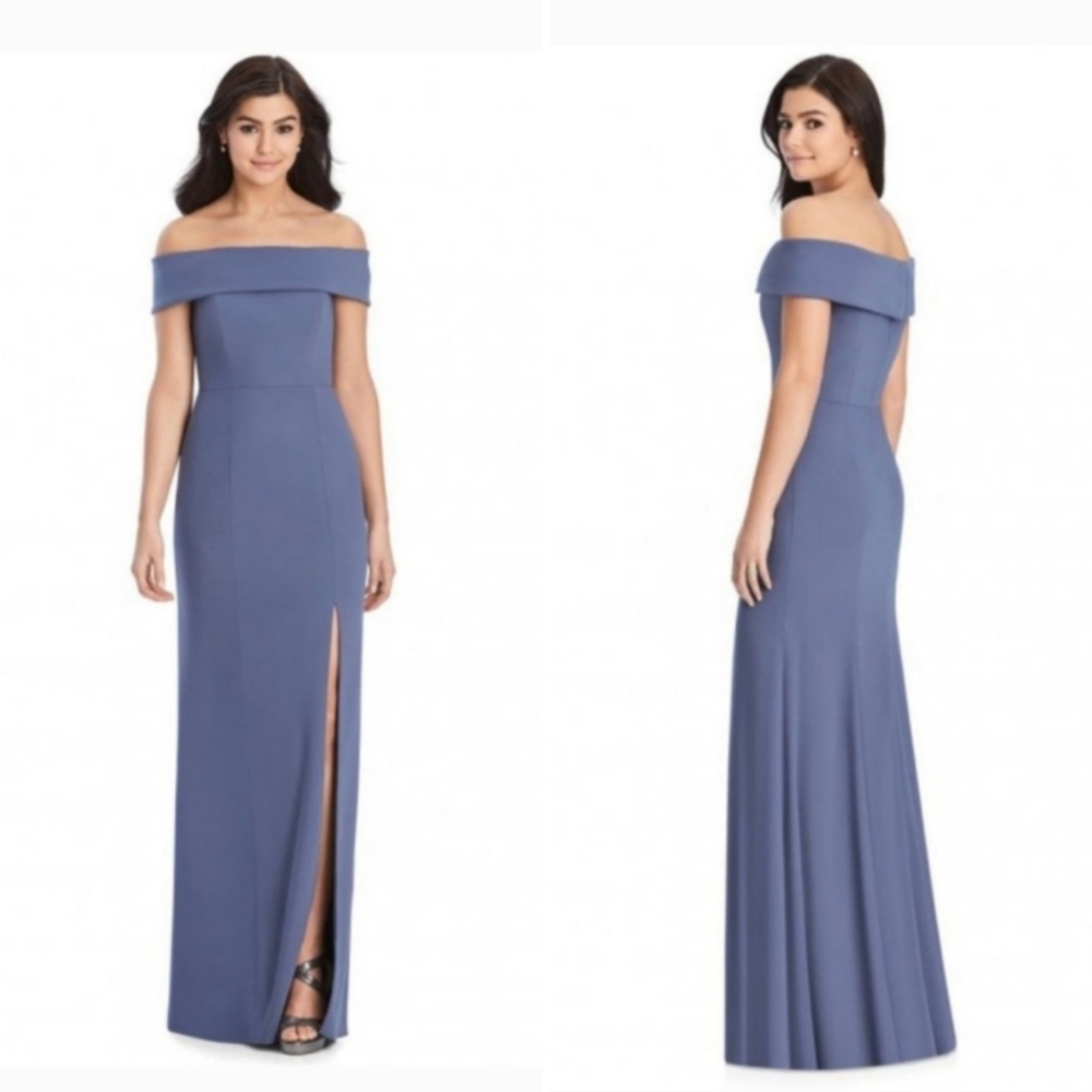 DESSY COLLECTION Silverstone Cuffed Off The Shoulder Trumpet Dress Size 4